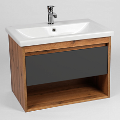 Viant Мебель для ванной Бостон 60 1 ящик подвесная графит/дуб вотан – фотография-3